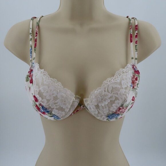 VTG Jaclyn Smith 34B Bra Underwire Lace Trim Padded Floral Flower Print Women - Picture 15 of 15